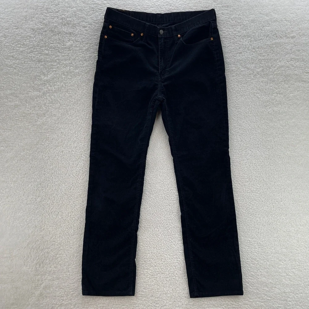 Levis 514 Pants Mens 36x34 Black Straight Fit Corduroy Pinwale Preppy Casual